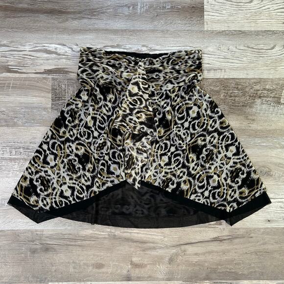 Vintage Y2K Profile Tube Top Leopard Mesh Knot Front Asymmetrical Indie Large - Picture 1 of 8